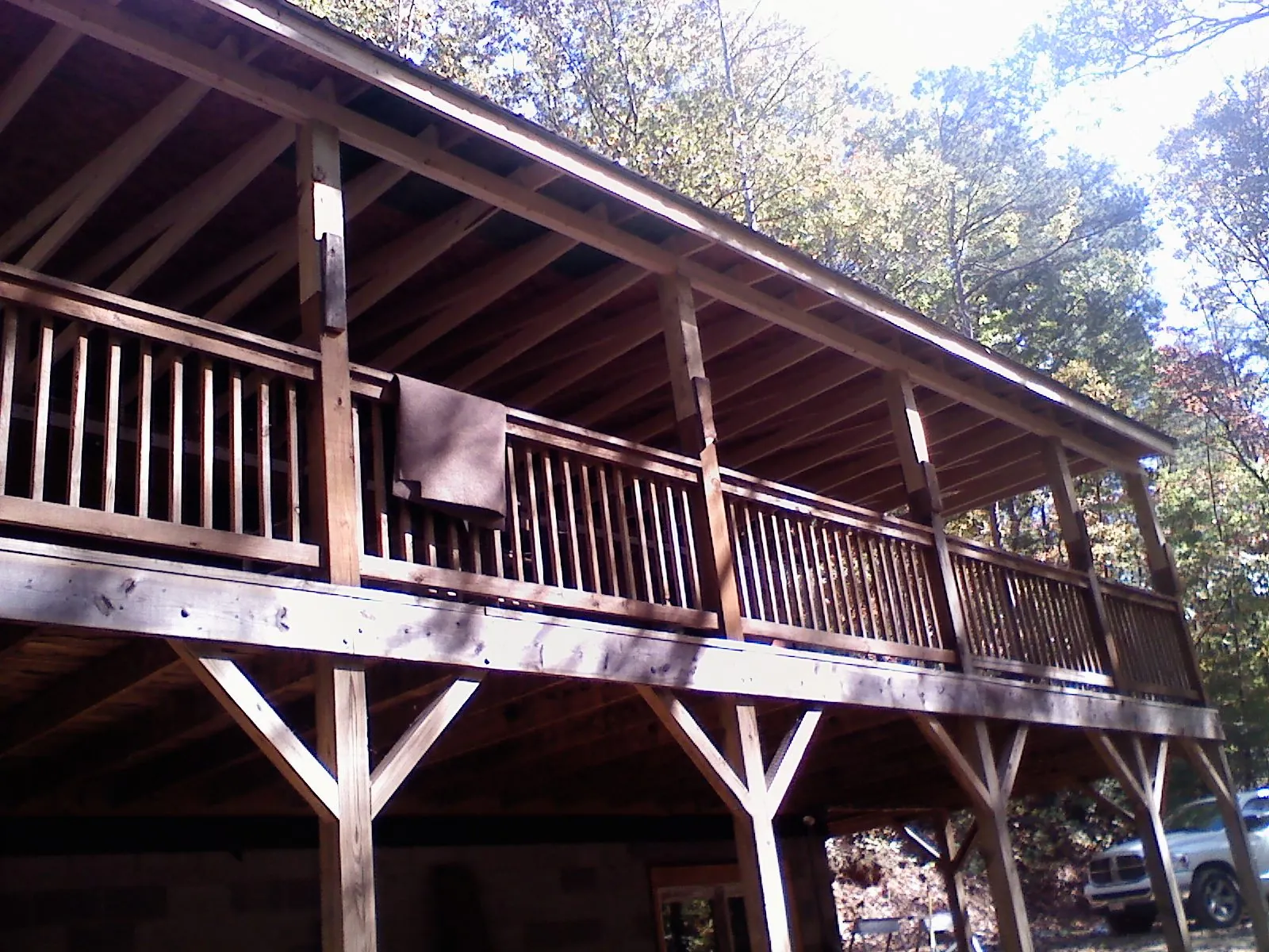 Timber framing under a new elevated porch and deck — Roof Leak Repair in Flagtown by Roofing Brothers